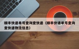 顺丰快递单号查询查快递（顺丰快递单号查询查快递物流信息）